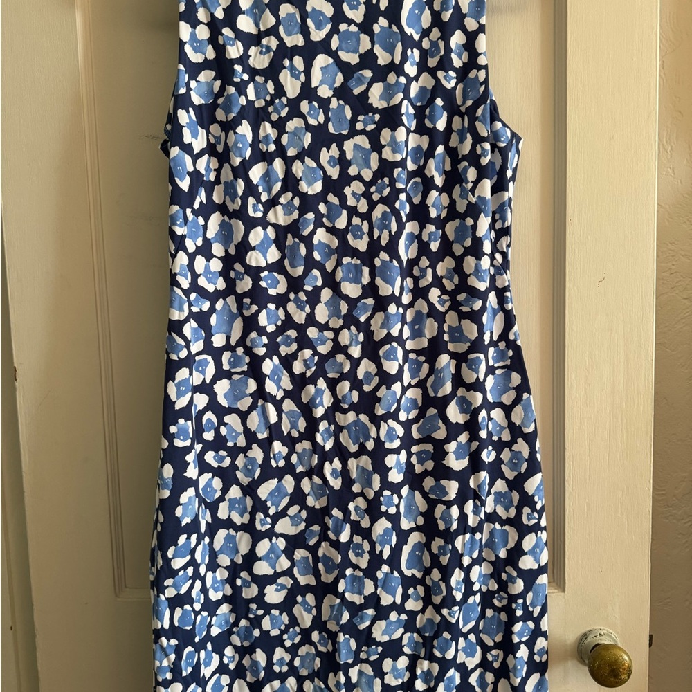 Blue and White Leopard Print Dress